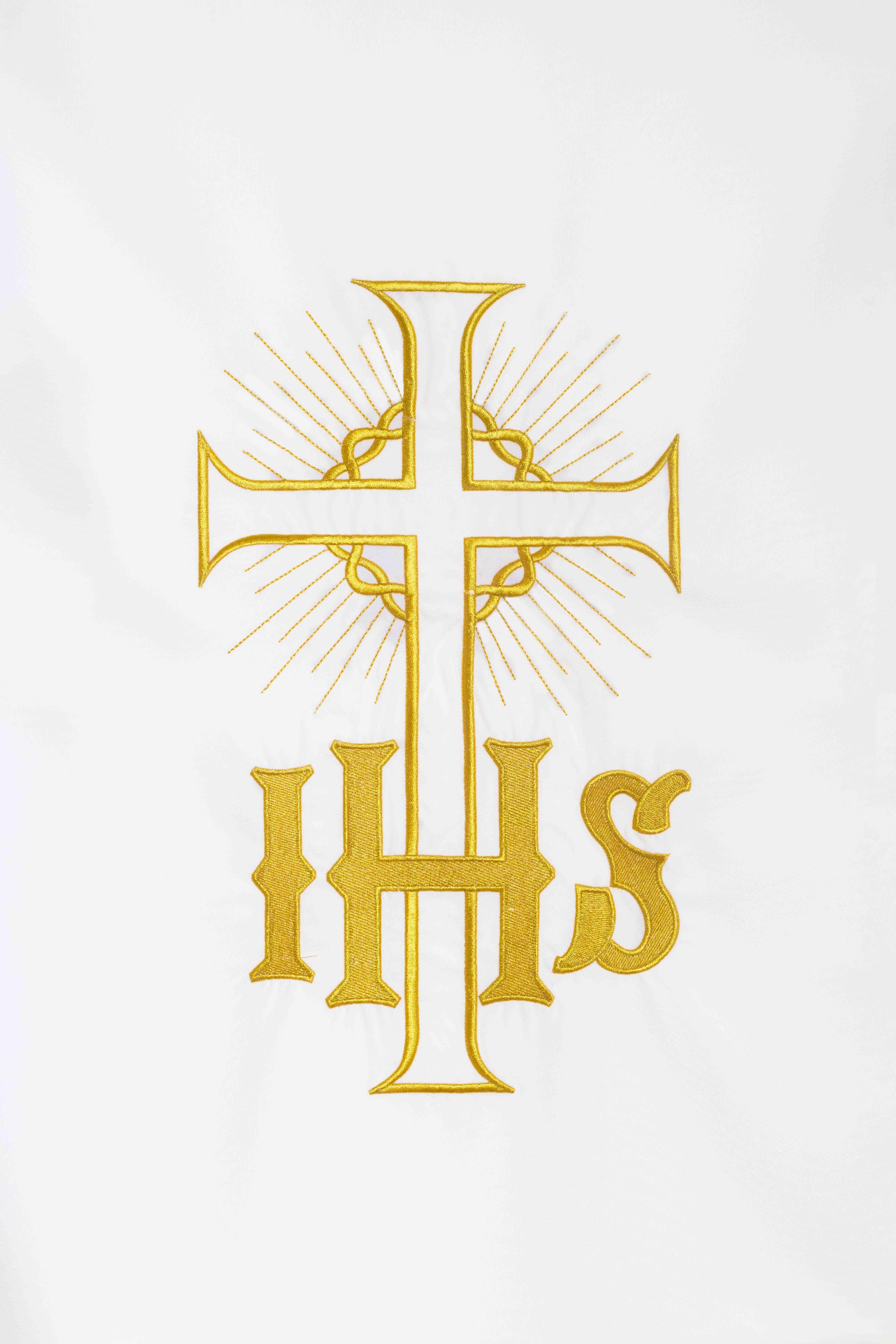 Casula Sacerdotale con Ricamo Croce ed IHS Oro (Colori Liturgici Disponibili)