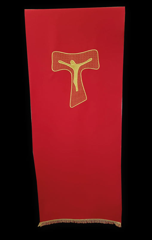 Coprileggio Liturgico con Croce TAU dorata in poliestere 4 colori
