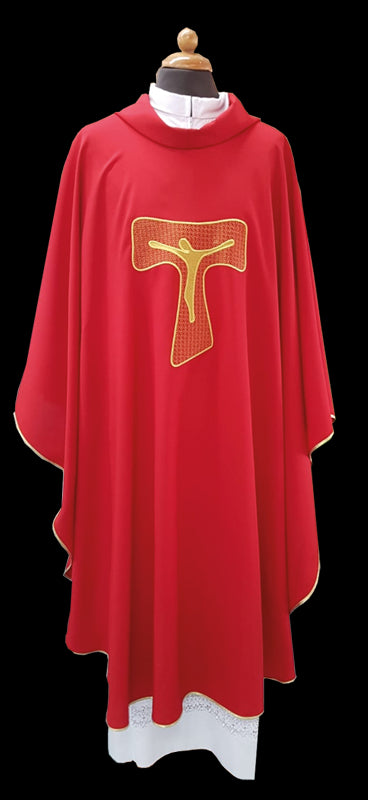Casula Poliestere con Croce TAU (Colori Liturgici Disponibili)