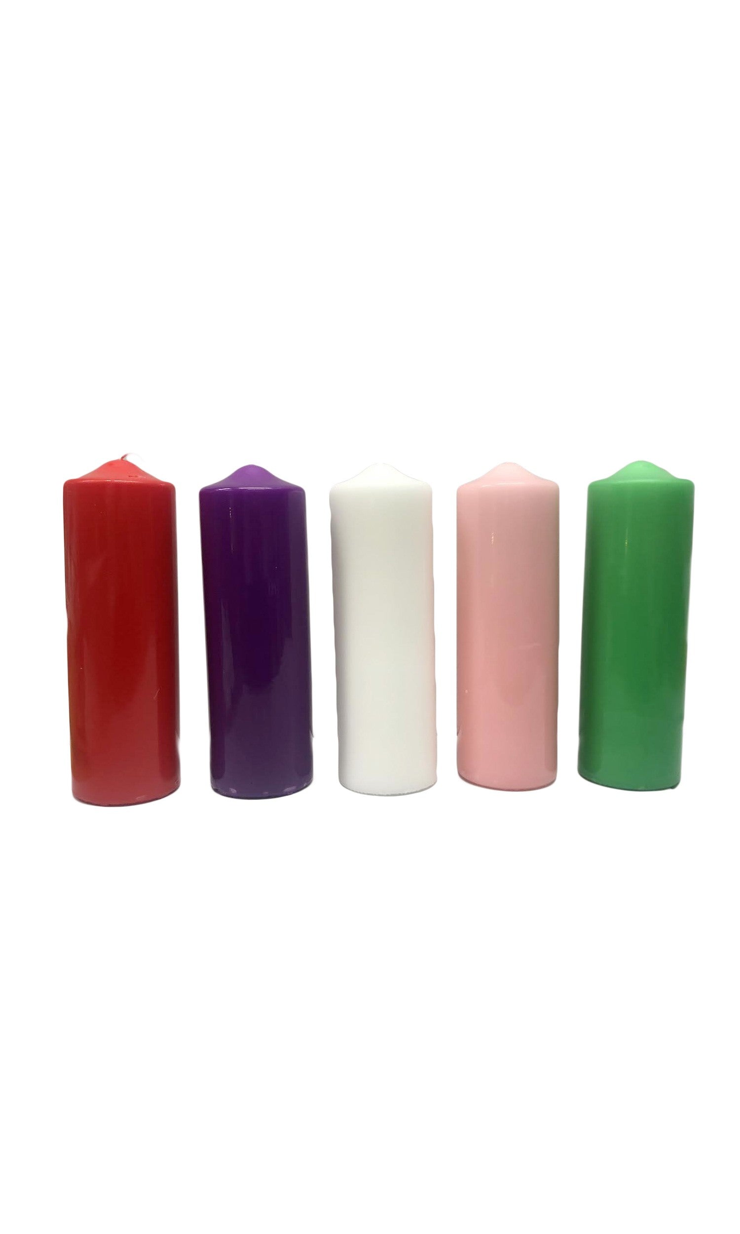 Candele da altare laccate lucide in cera colorata 8x24