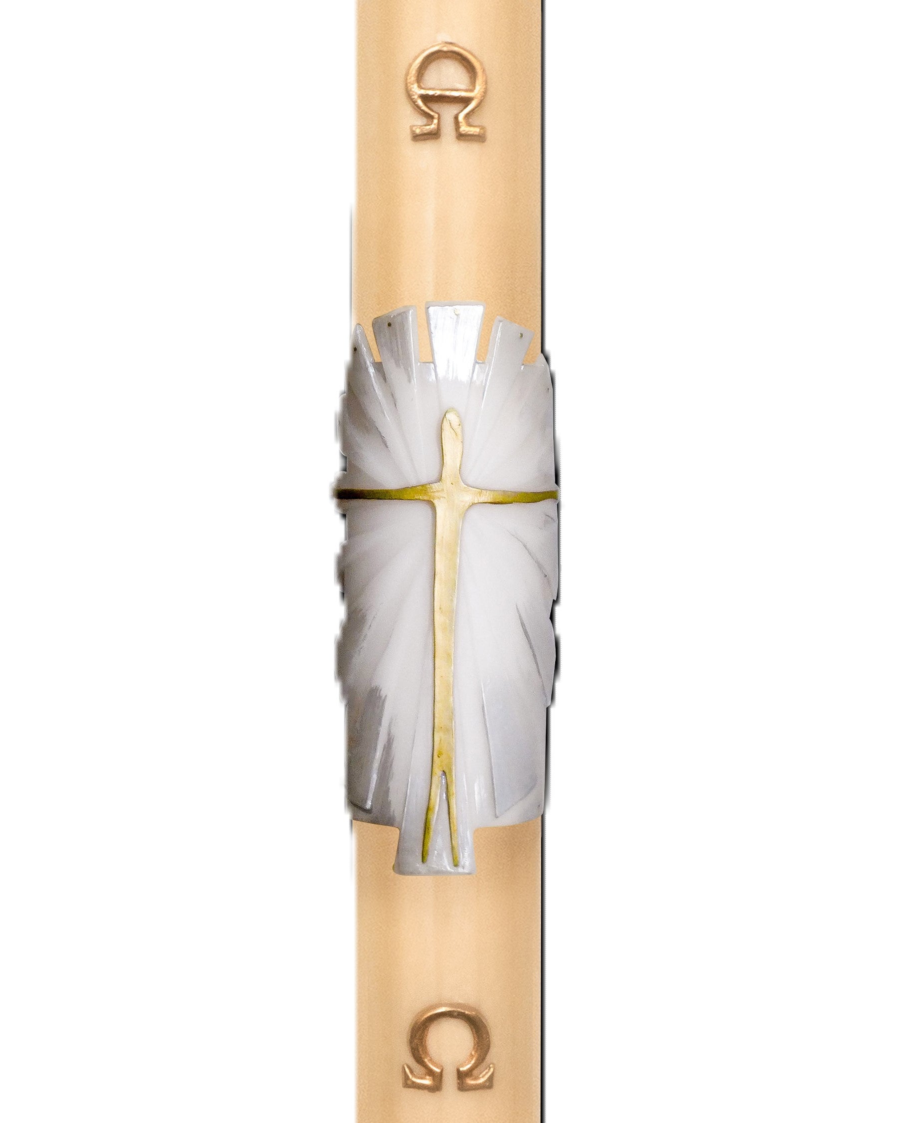 Cero Pasquale Cera Api/Bianco Bassorilievo Croce Oro Stilizzata Sfondo Argento