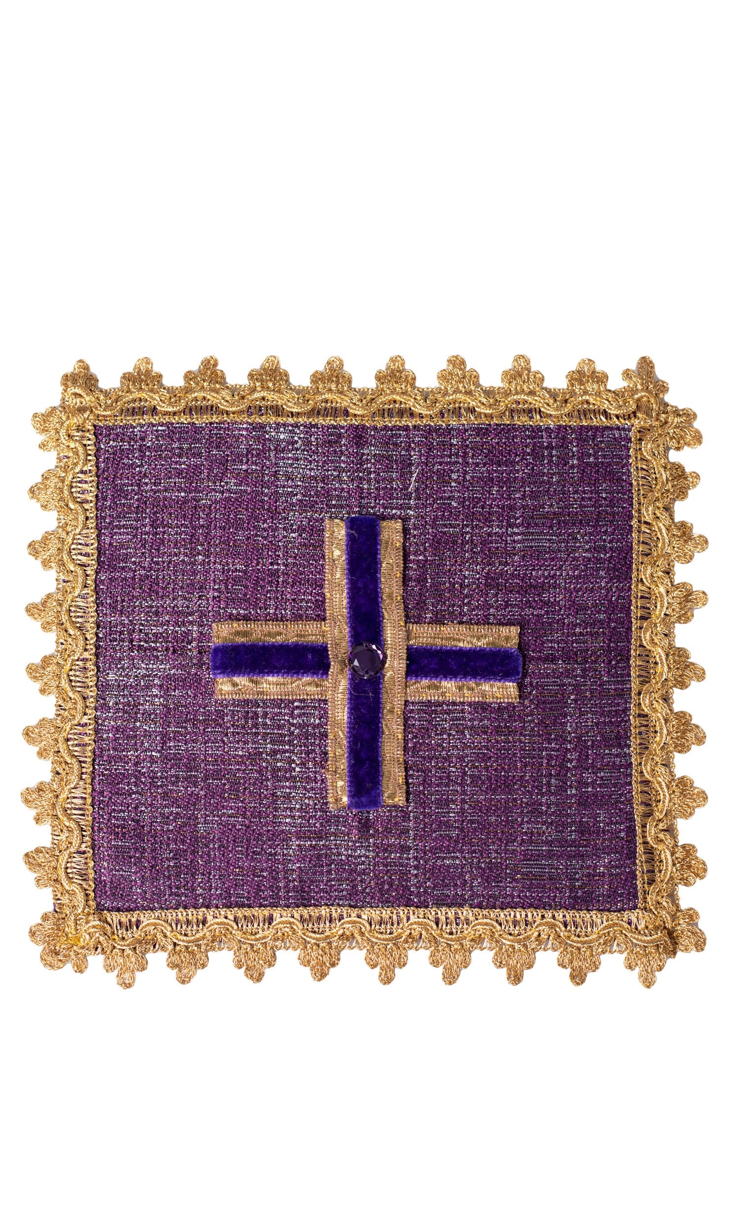 Palla copri calice viola con singola croce centrale