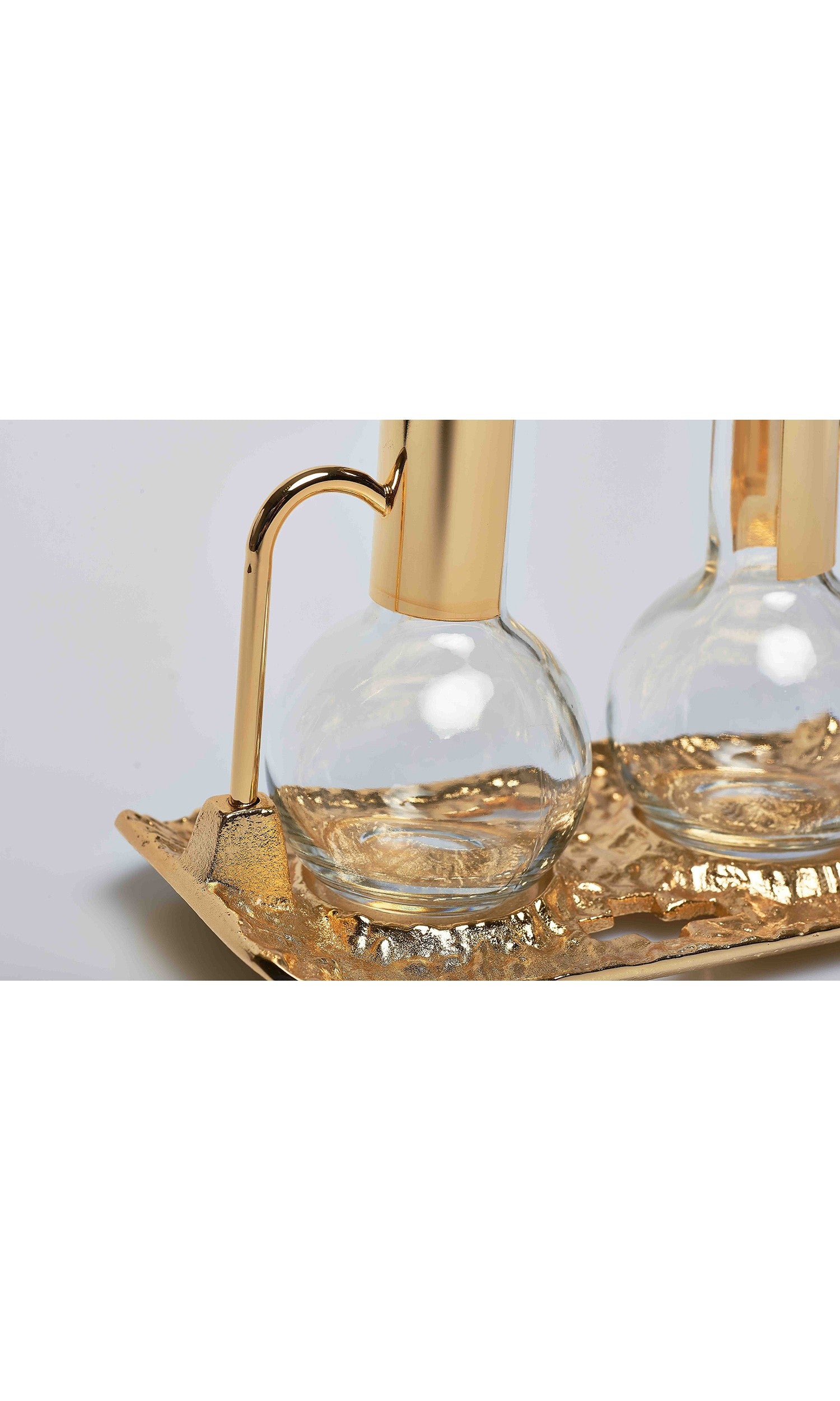 Servizio ampolle vassoio decorato oro- Vebi Confezioni