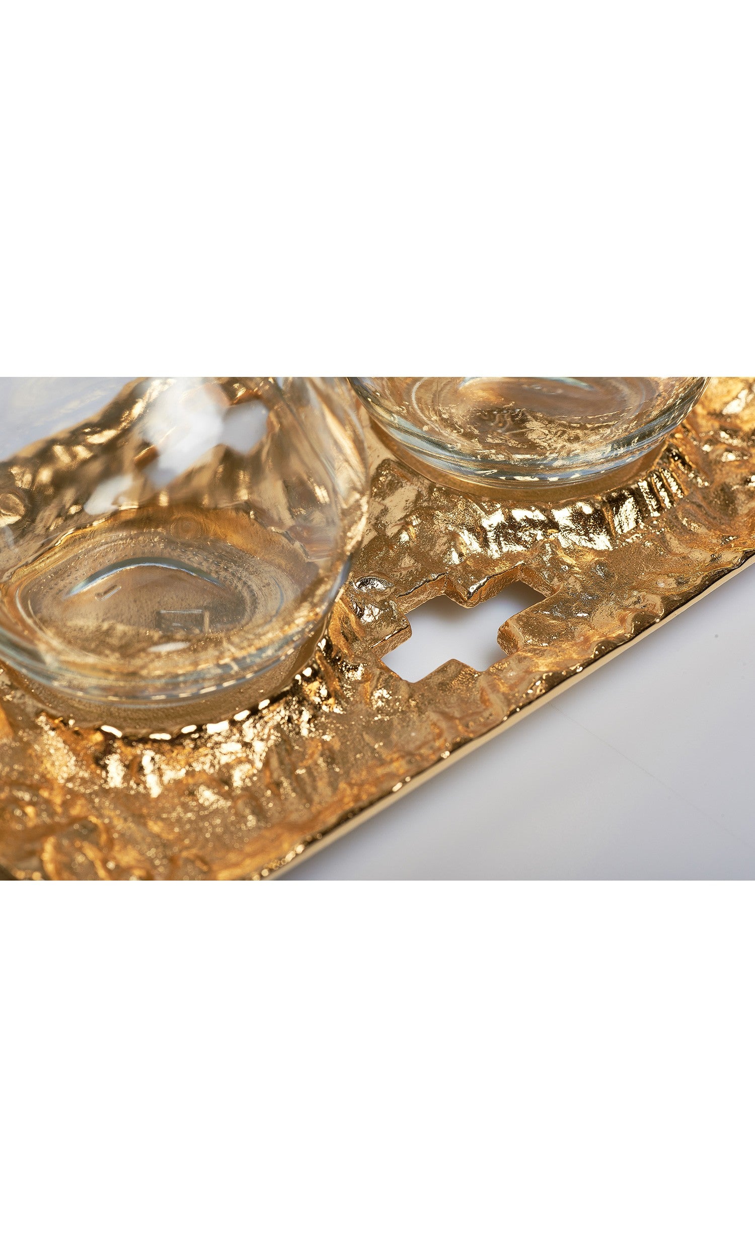 Servizio ampolle vassoio decorato oro- Vebi Confezioni